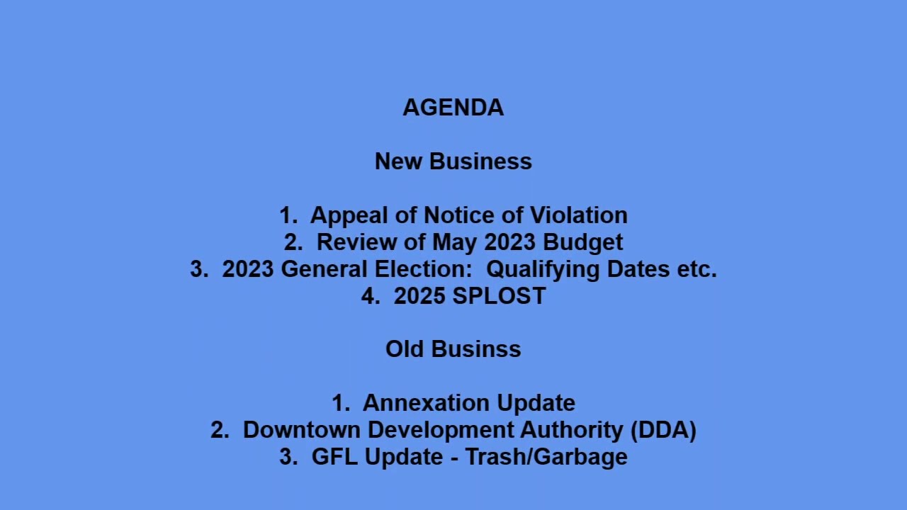 Sharpsburg, GA Town Council Meeting June 5, 2023
