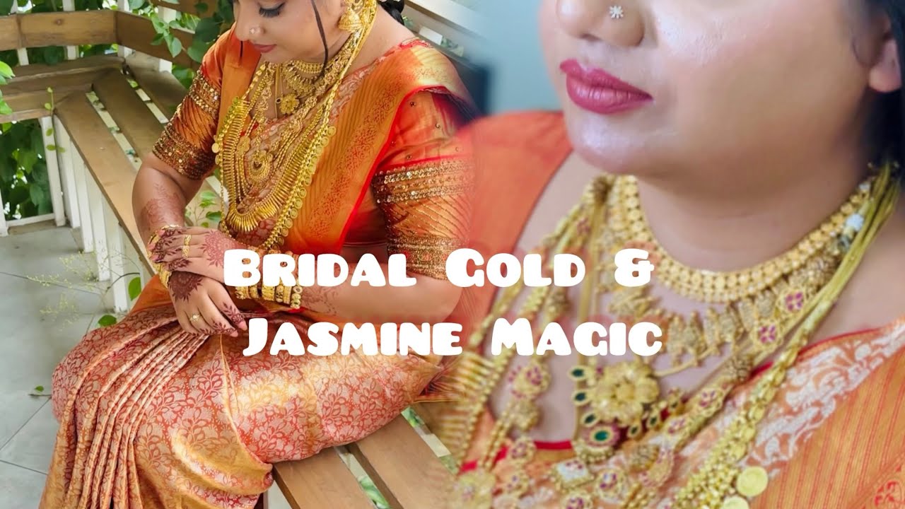 സ്വർണ മാലകളുടെ arrangement & മുല്ലപ്പൂ hair styling