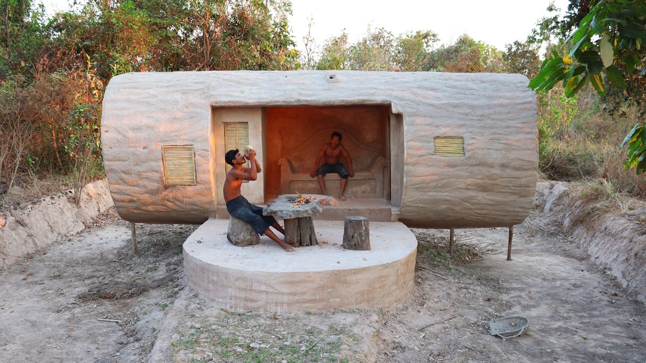 We Build Creative Hidden Shelter in the Forest From a Large Tree Branch