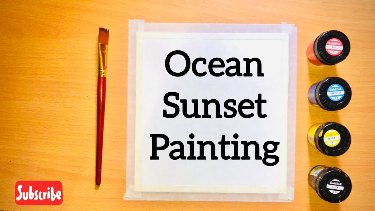 Easy Sunset over ocean Acrylic painting tutorial | posters colors | painting ideas 