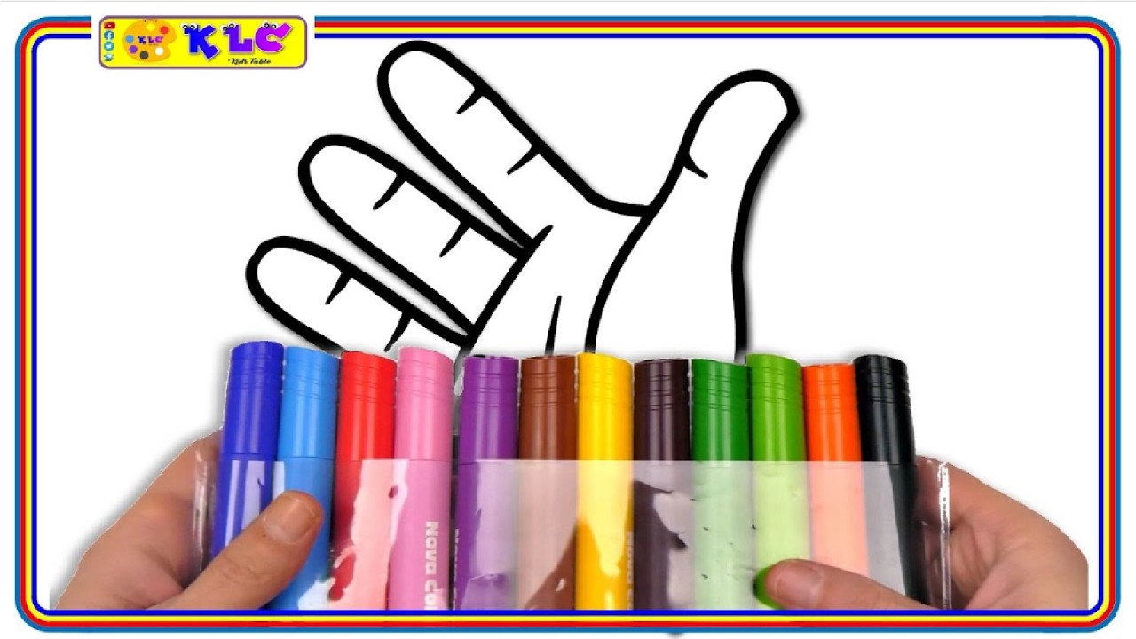 ( Fingers ) Hand Drawing and Glitter Coloring with Big Marker Pencils–Fun for Kids | KLC KIDS TABLE👋