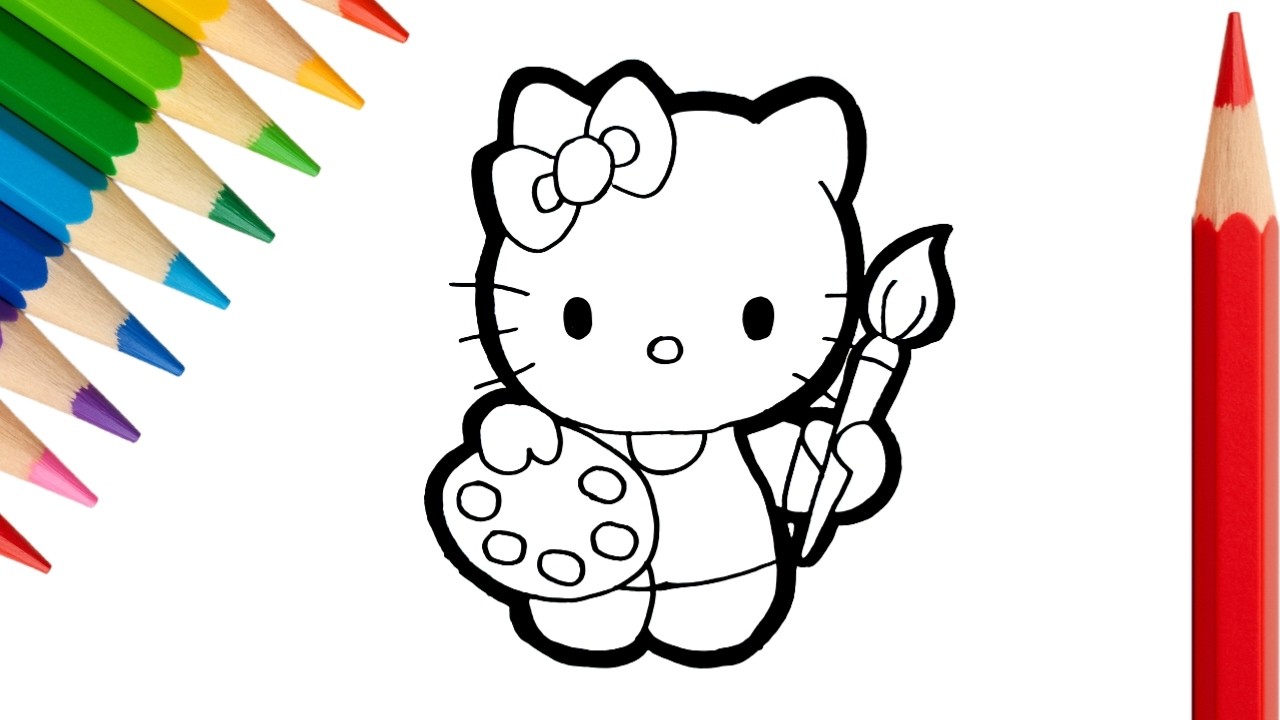 Vẽ Và Tô Màu Hello Kitty Họa Sĩ Dễ Thương Cho Bé | Kinder Bé Tô Màu