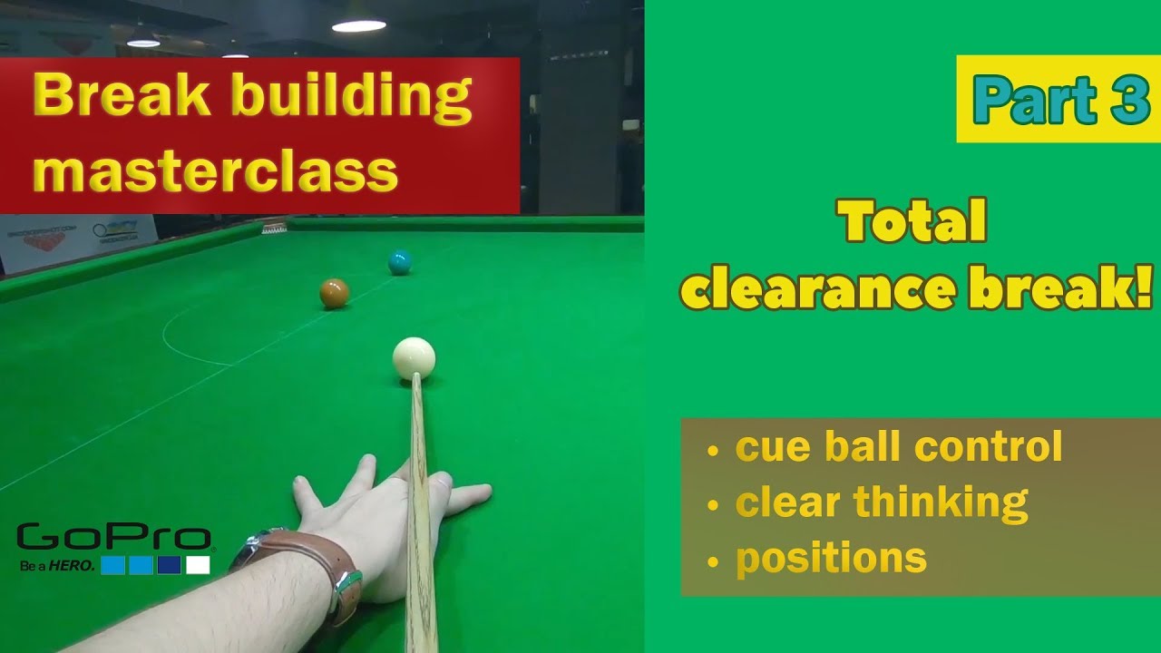 Break building masterclass.  Total clearance break. Go Pro snooker. Part 3