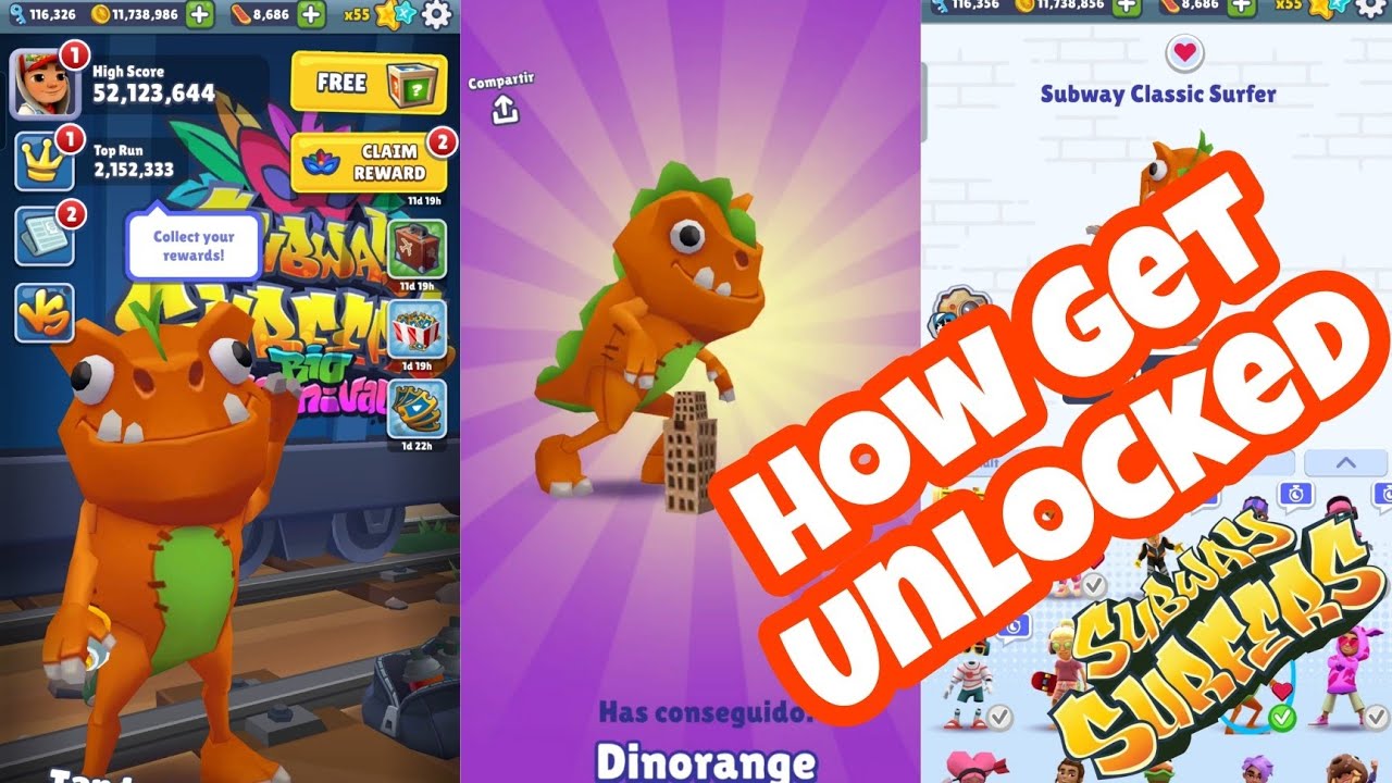 Cómo Desbloquear A Dinorange en Subway Surfers - Personaje Oculto ⬇️