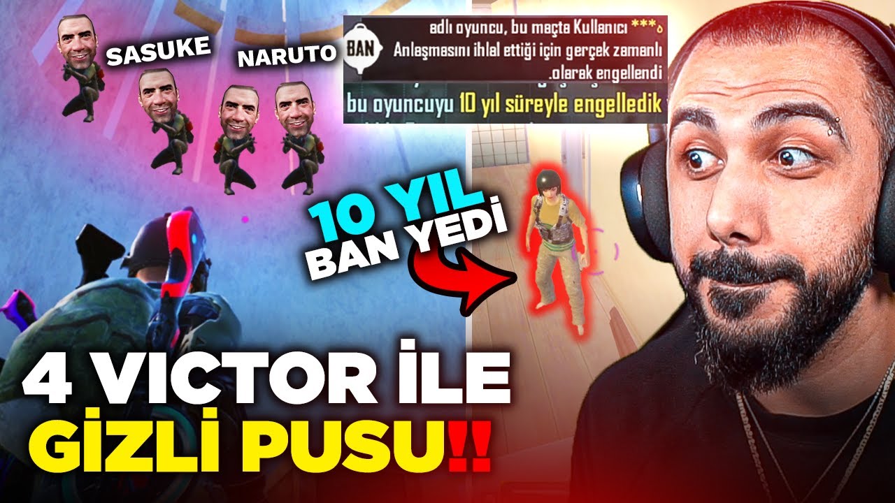 EKİPLE GALATADA 4 VİCTOR PUSUSU!! 😂 HİLE AÇTI 10 YIL CANLI BAN YEDİ!! | PUBG MOBILE