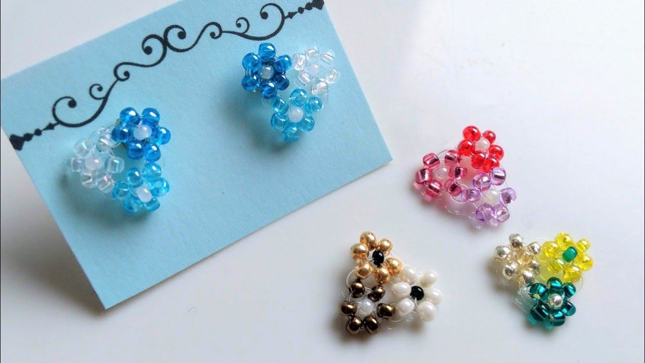3つの花がかわいい♪ビーズのお花の作り方🌸 How to make beaded flowers.