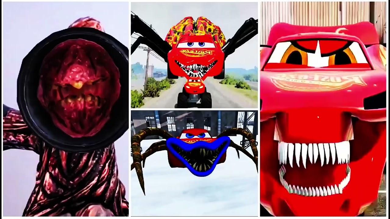 lightning McQueen vs McQueen cars Vs oddbods vs funny cars mix combo gameplay song cover  