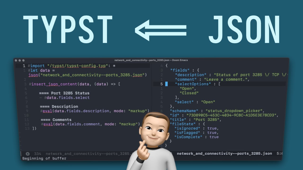 Populating Typst files from JSON data using Elisp and Yasnippet