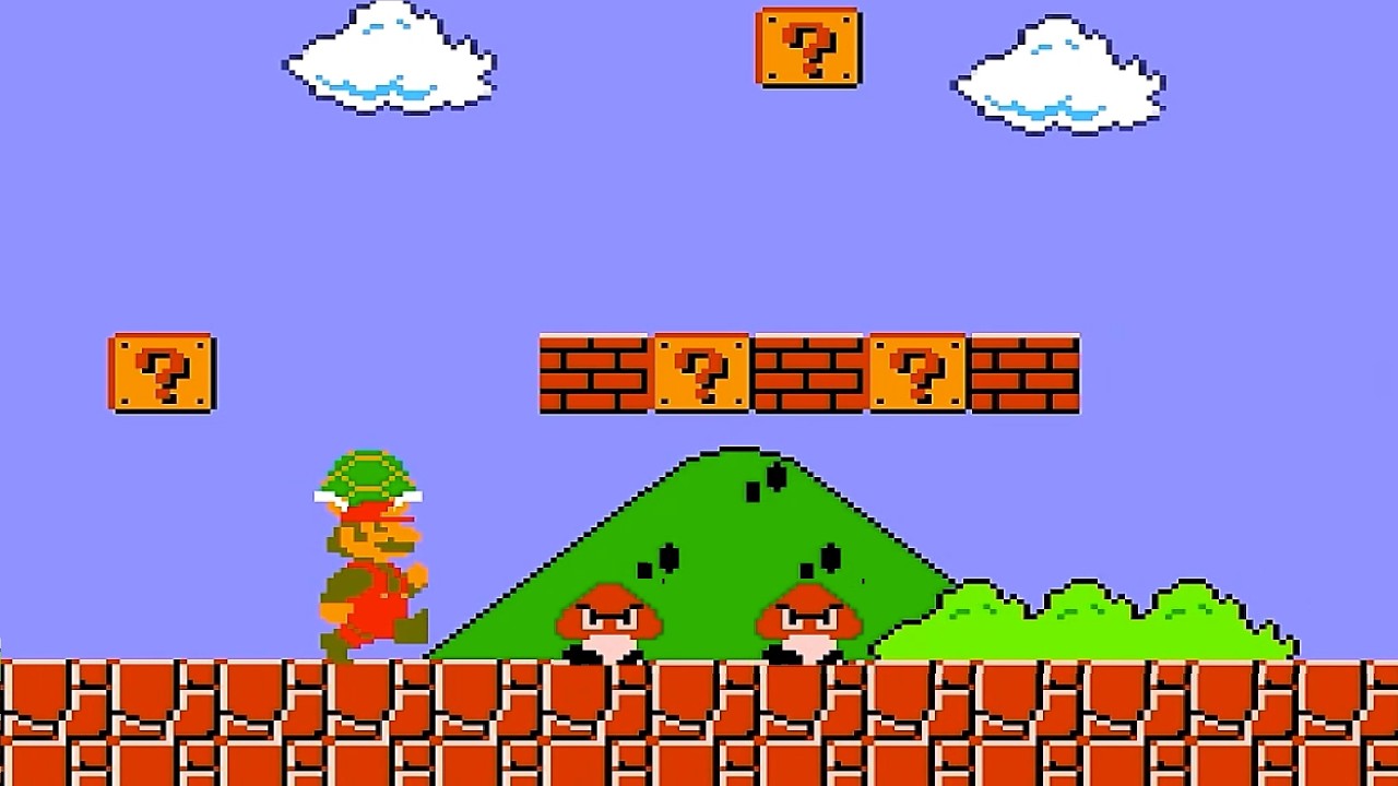 Super Mario Bros 1: Mario Can Carry Around Shells And Toss Them