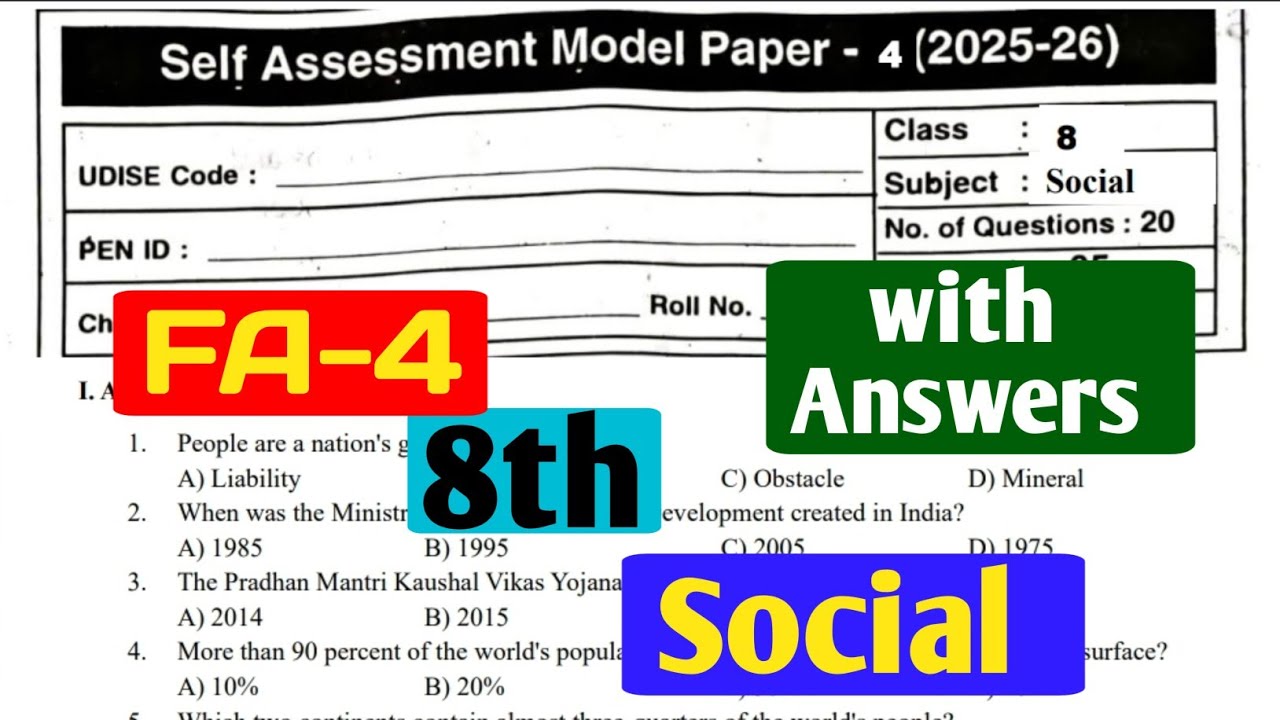 AP FA-4 Class 8 Social Model Paper 2025-26 |Social Important Questions with Answers