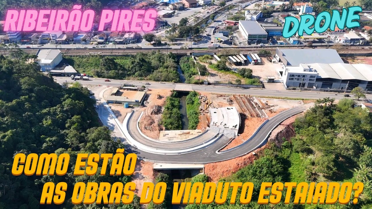 Drone mostra como estão as obras do Viaduto Estaiado de Ribeirão Pires - Grande São Paulo