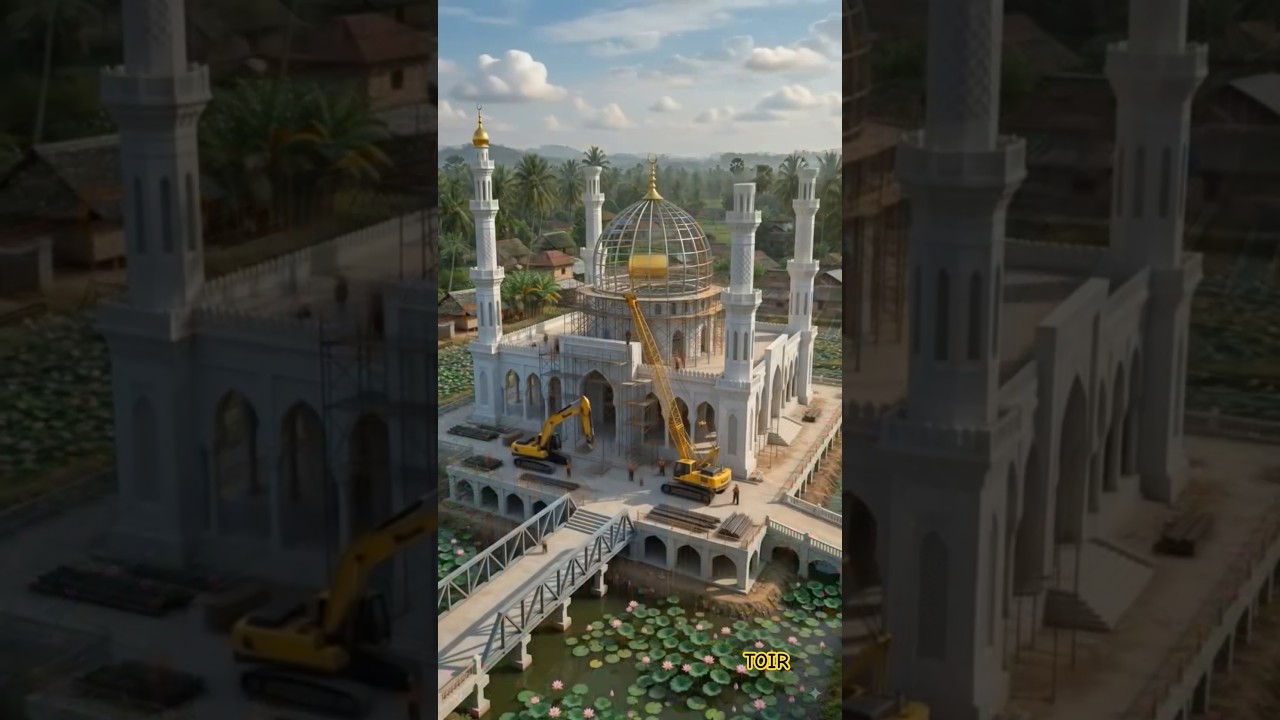 Empty Lotus Field, New Luxury Mosque Construction #masjid #renovation #islam #shorts