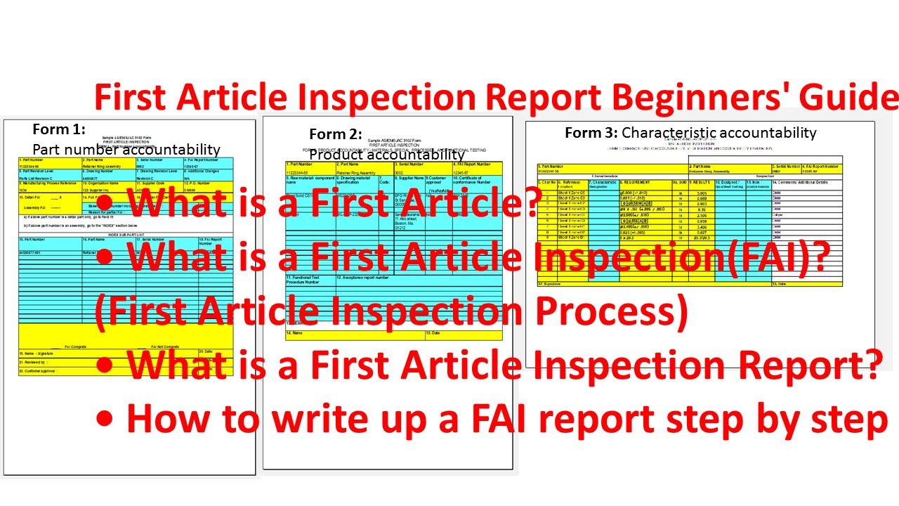 First Article Inspection Report Beginners' Guide