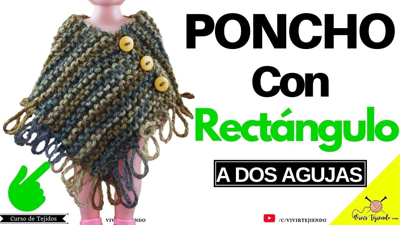 Tejiendo Poncho con 1 rectángulo a dos Agujas | Tejidos a dos agujas