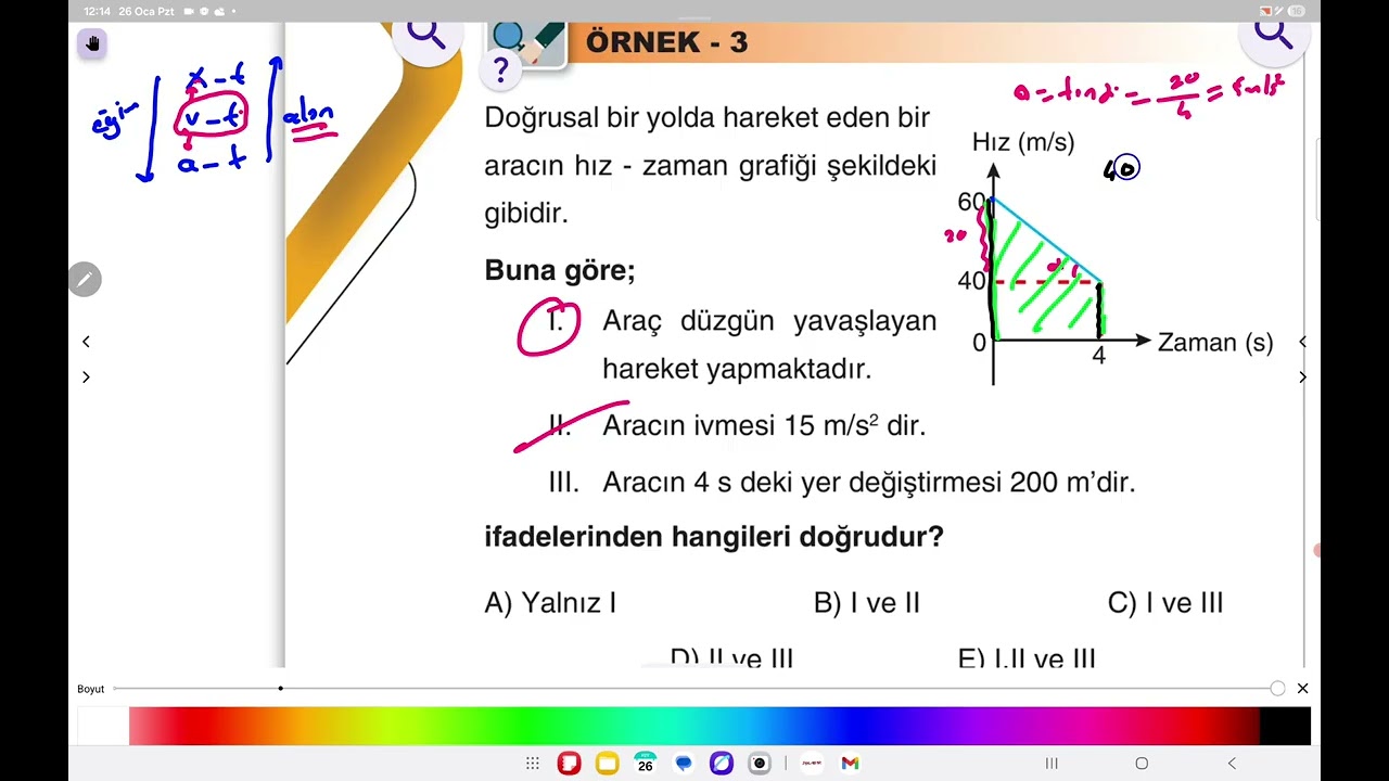 Dogrusal hareket 3, duzgun yavaslayan hareket