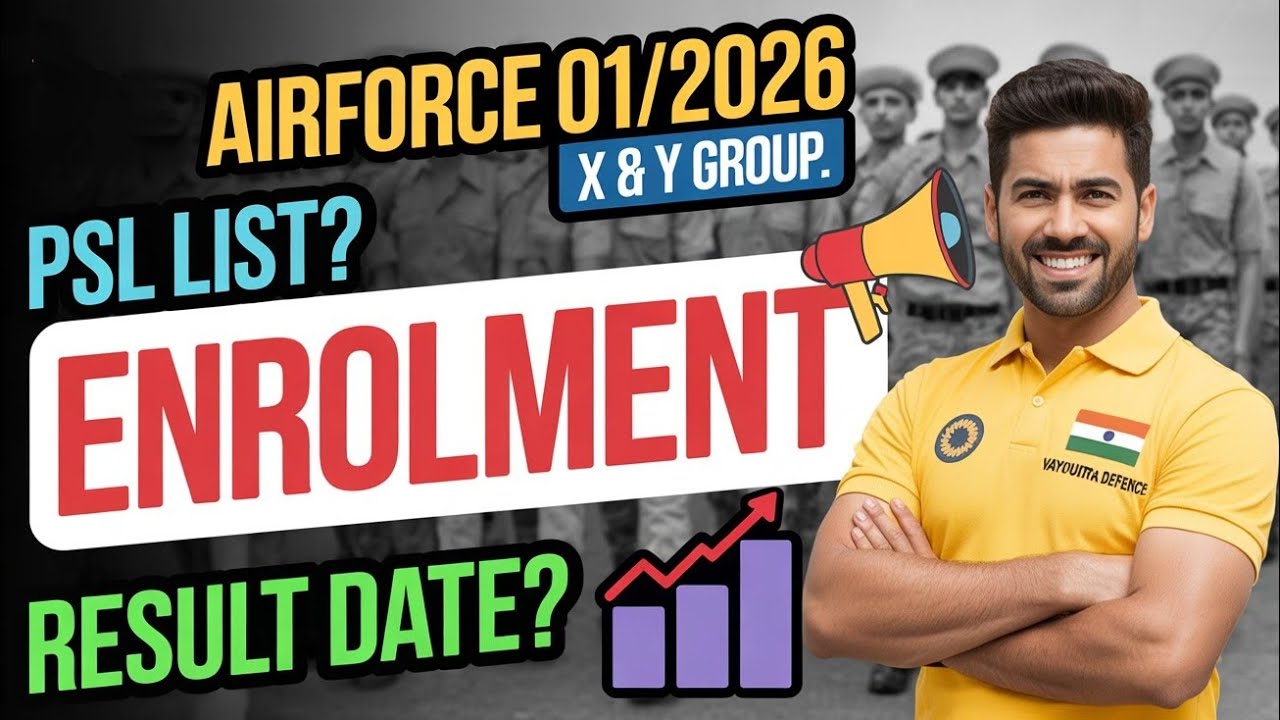 Airforce Final Result date? 01/2026 PSL date ? Enrollment list date ? Final result kab aayega 