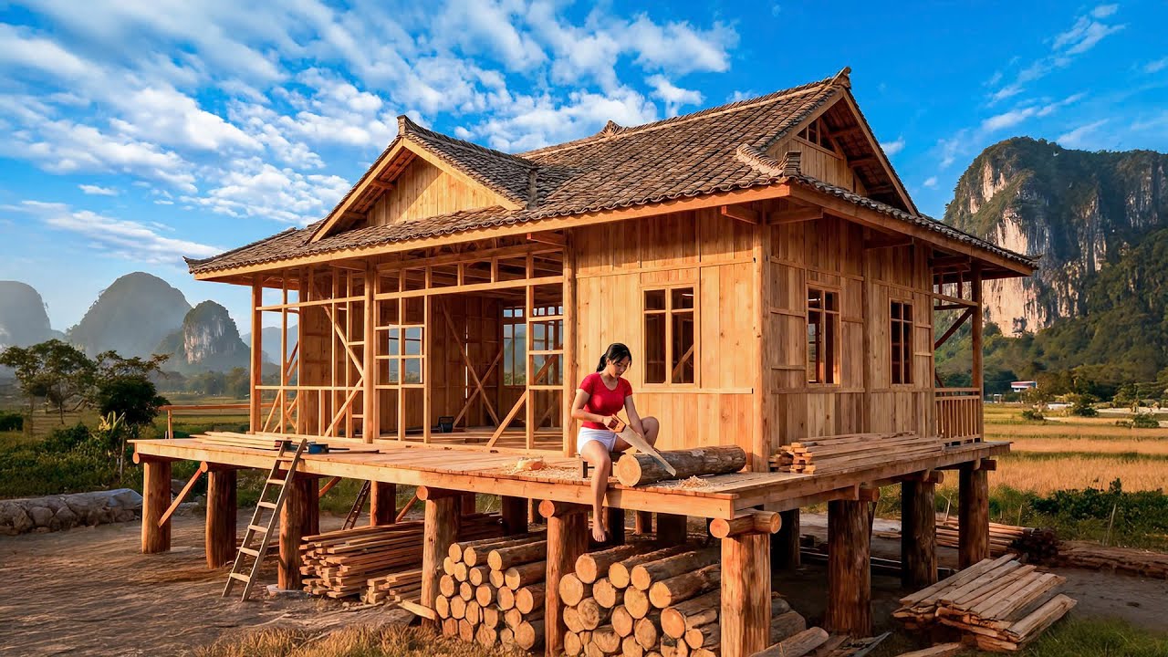 TIMELAPSE - Young Girl Builds Dream Home in 9 Months | Start to Finish by An DIY Build