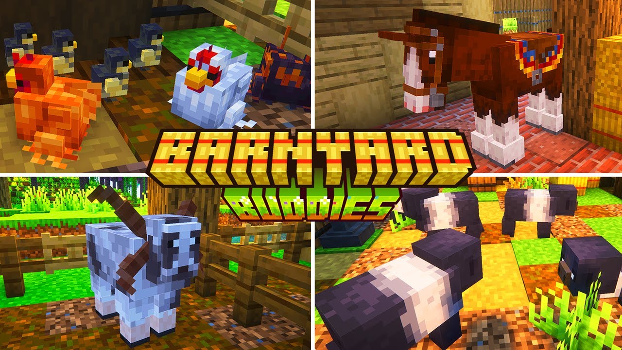 BARNYARD BUDDIES: NOVA RA&Ccedil;A DE CAVALO, GALINHA, PORCO E OVELHAS! | TUTORIAL MINECRAFT MOD (1.20.1)