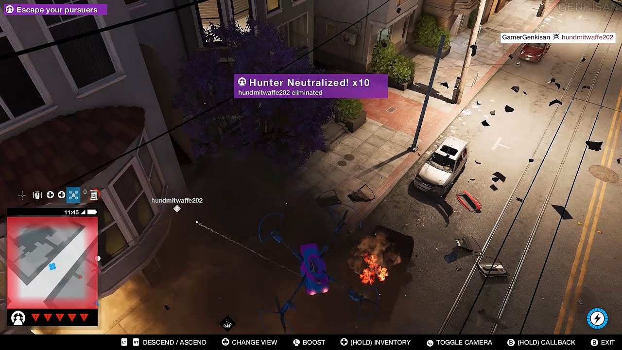 Watch Dogs 2 - PVP Bounty Hunter, 10+ Kills and Successful Escape (PC/Steam Gameplay)