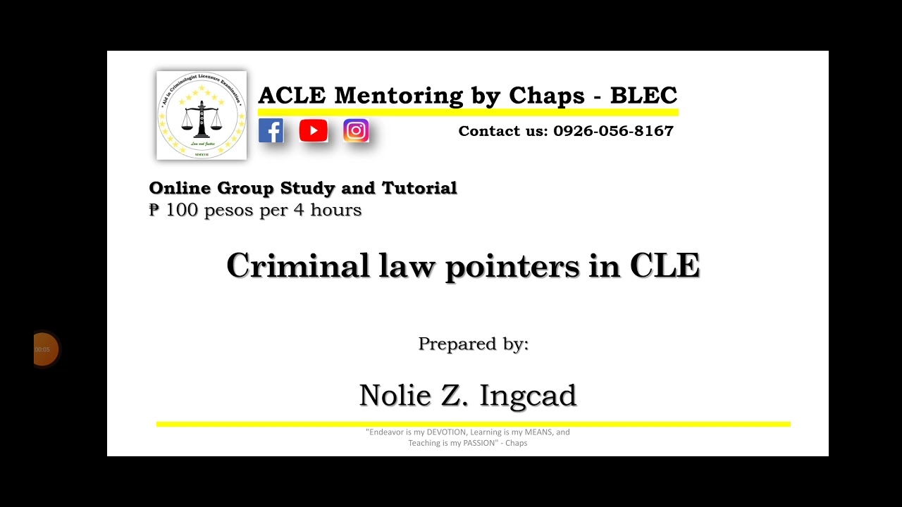 Online Group Study and Tutorial (Criminal Law questions and Answers)