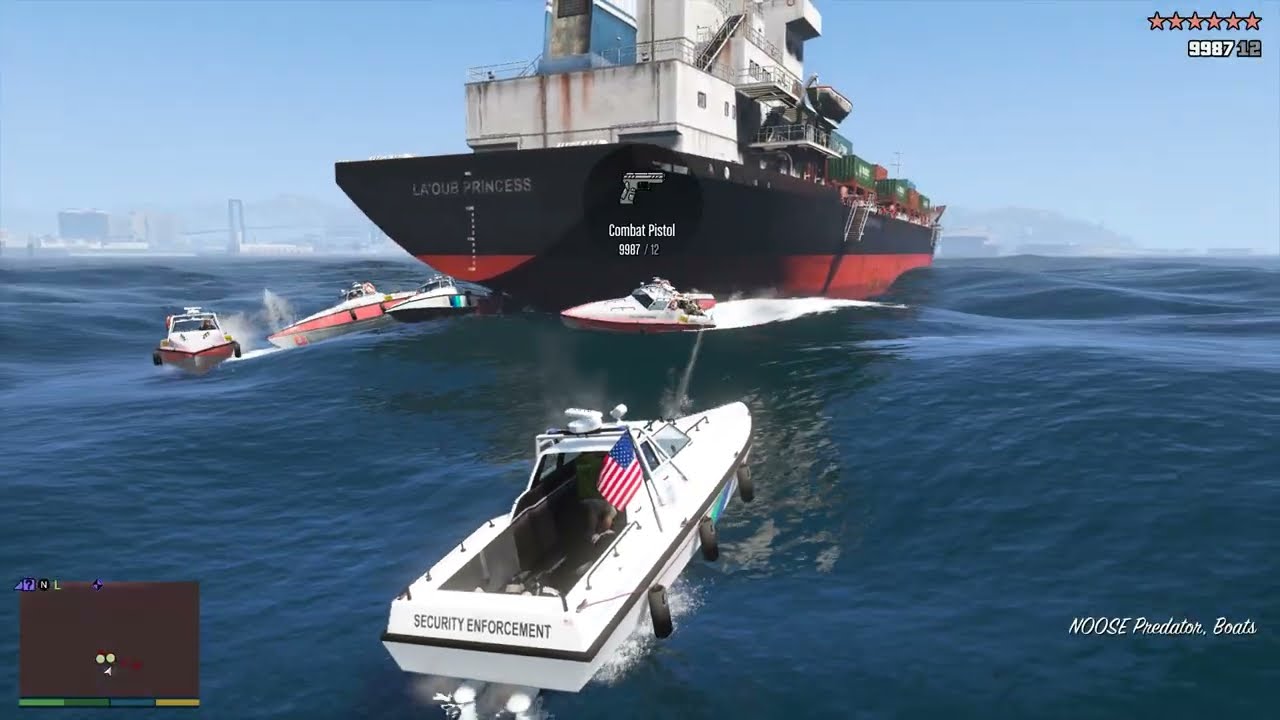 GTA 5 - Franklin & Grove Street Cargo Ship Assault + Six Star Escape