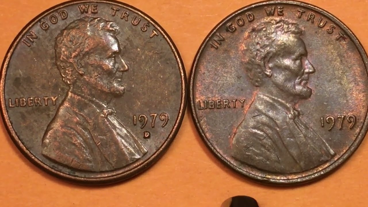 1979 United States Lincoln Penny - Look For The Red 1979 Denver Mint US One Cent Coins