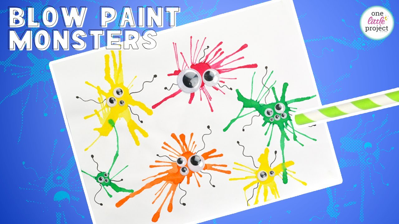 Monster Blow Painting with Straws | Blow Paint Monsters Craft