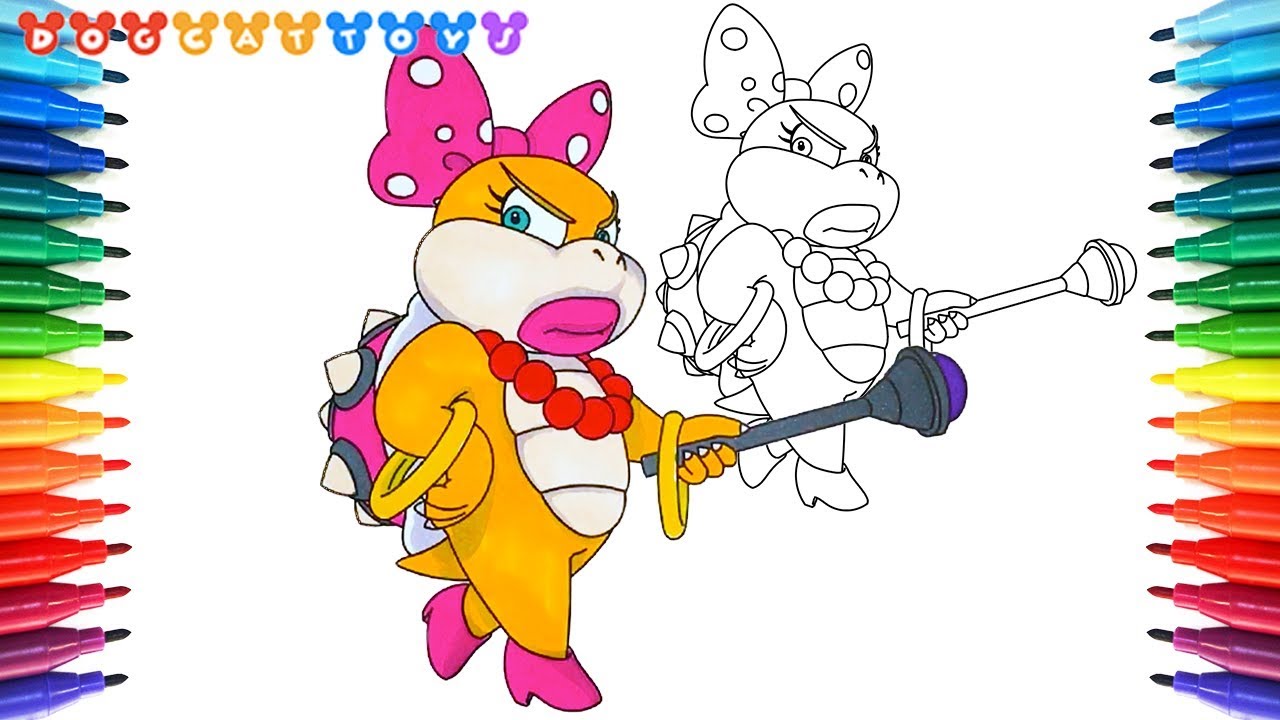How to Draw Super Mario Bros, Wendy of Koopalings #196 | Drawing Coloring Pages Videos for Kids