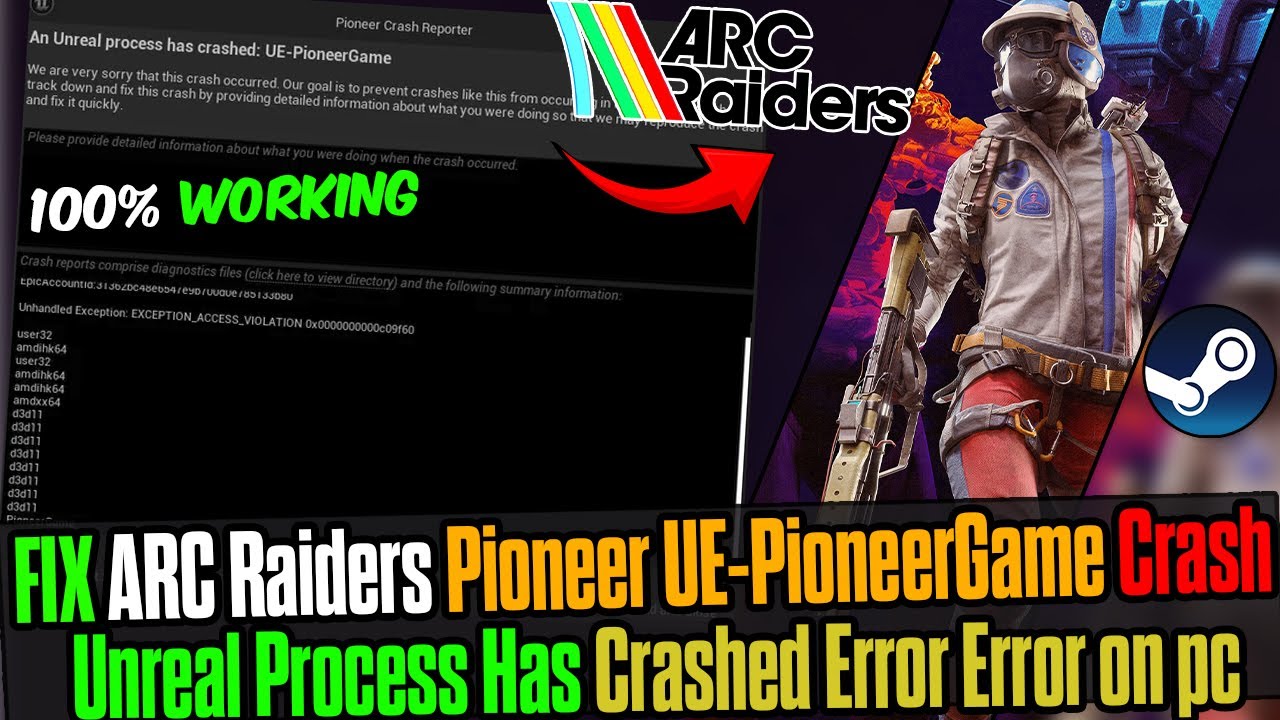 🔧 Как исправить сбой в ARC Raiders Pioneer UE-PioneerGame | Ошибка Unreal Process Has Crashed (2025)