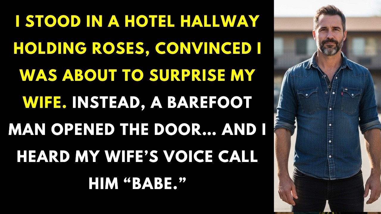 I Brought Flowers to Surprise My Wife at Her “Girls’ Weekend” Hotel — A Man Opened the Door...