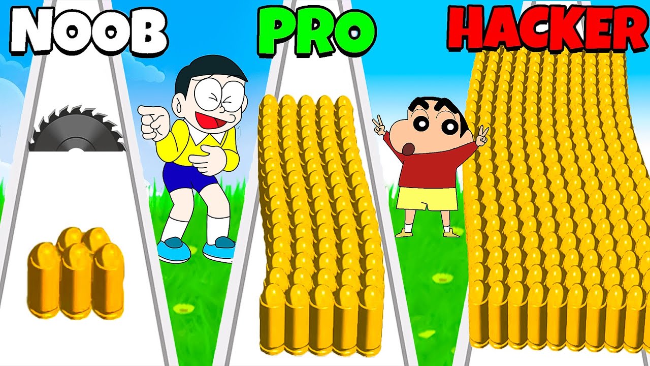 Shinchan And Nobita Run For Bullet 😂😍|| Funny Game Bullet Army Run 3d