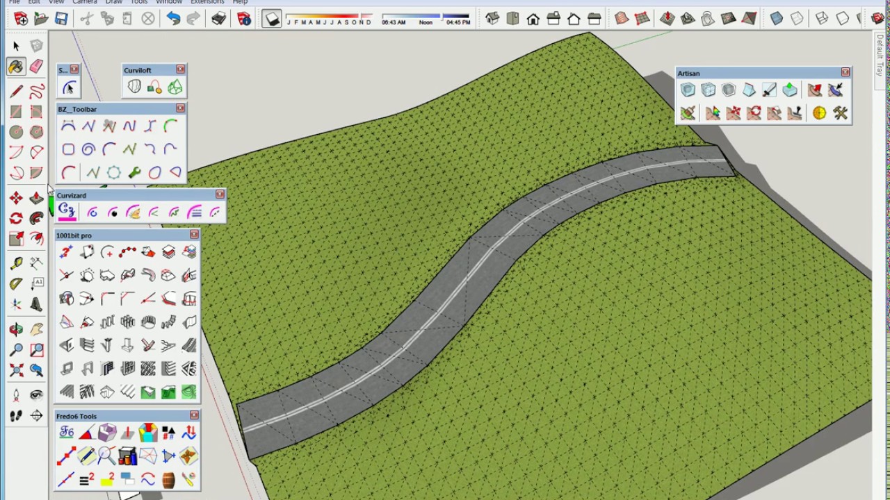 17 SKETCHUP Mapping Curved Road with Thru Paint