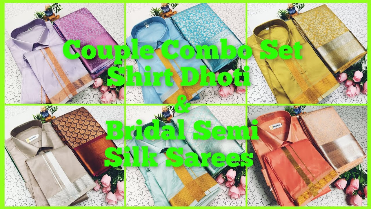✨️💥Couple Combo Set shirtDhoti and BridalSemisilk sarees NewCollection's@FANCY BOUTIQUECOLLECTION'S