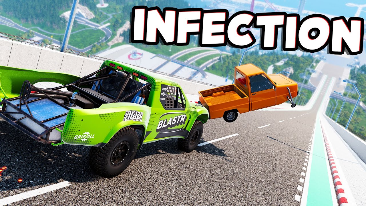 We Played INFECTION On Car Jump Arena. It Was AMAZING...& Destructive - BeamNG Drive