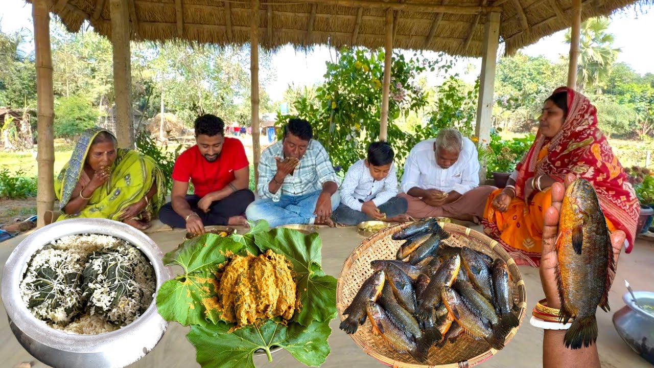 ১৫০ গ্রাম ওজনের পাকা কই মাছ, লাউপাতা আর সরষে দিয়ে গ্রাম্য পদ্ধতিতে ভাপা #villagecookingvlog