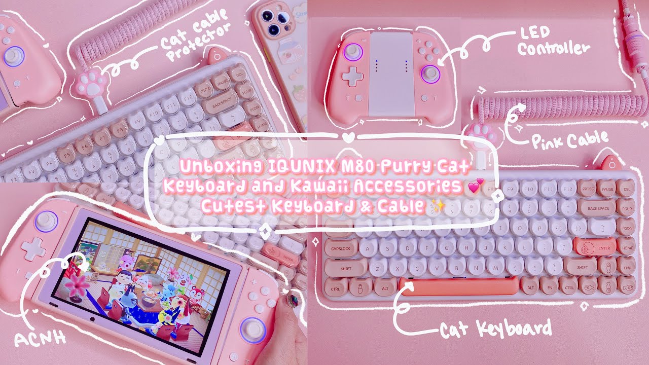 Unboxing IQUNIX M80 Purry Cat Keyboard and Kawaii Accessories 💕 Cutest Keyboard & Cable ✨