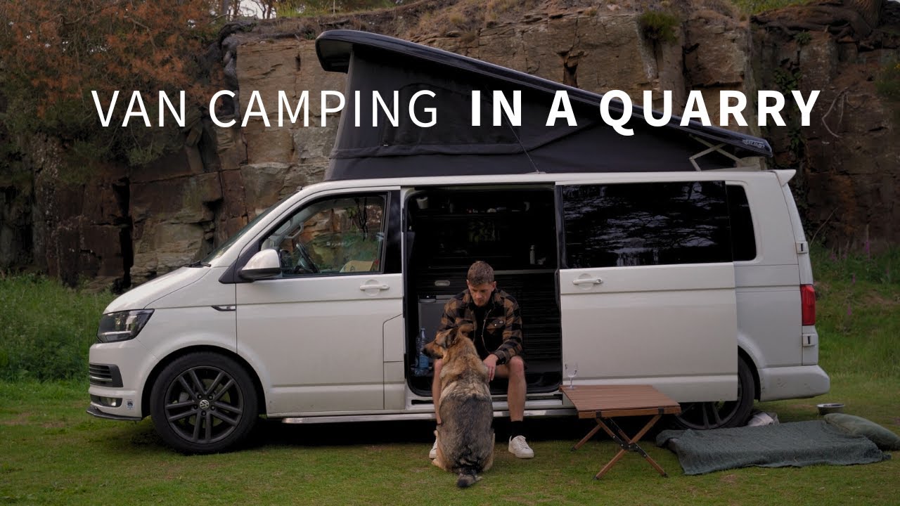 Solo Camping in a Quarry | VW Van Life with My GSD | Cozy Relaxing Nature ASMR