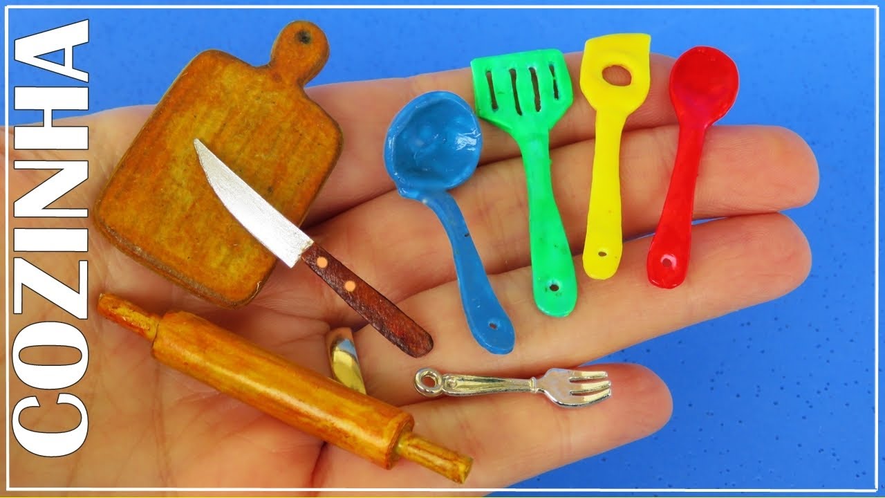 7 DIY COISAS DE COZINHA EM MINIATURA FÁCEIS DE FAZER   ROLO DE MASSA, COLHER, TÁBUA E MAIS CRAFT
