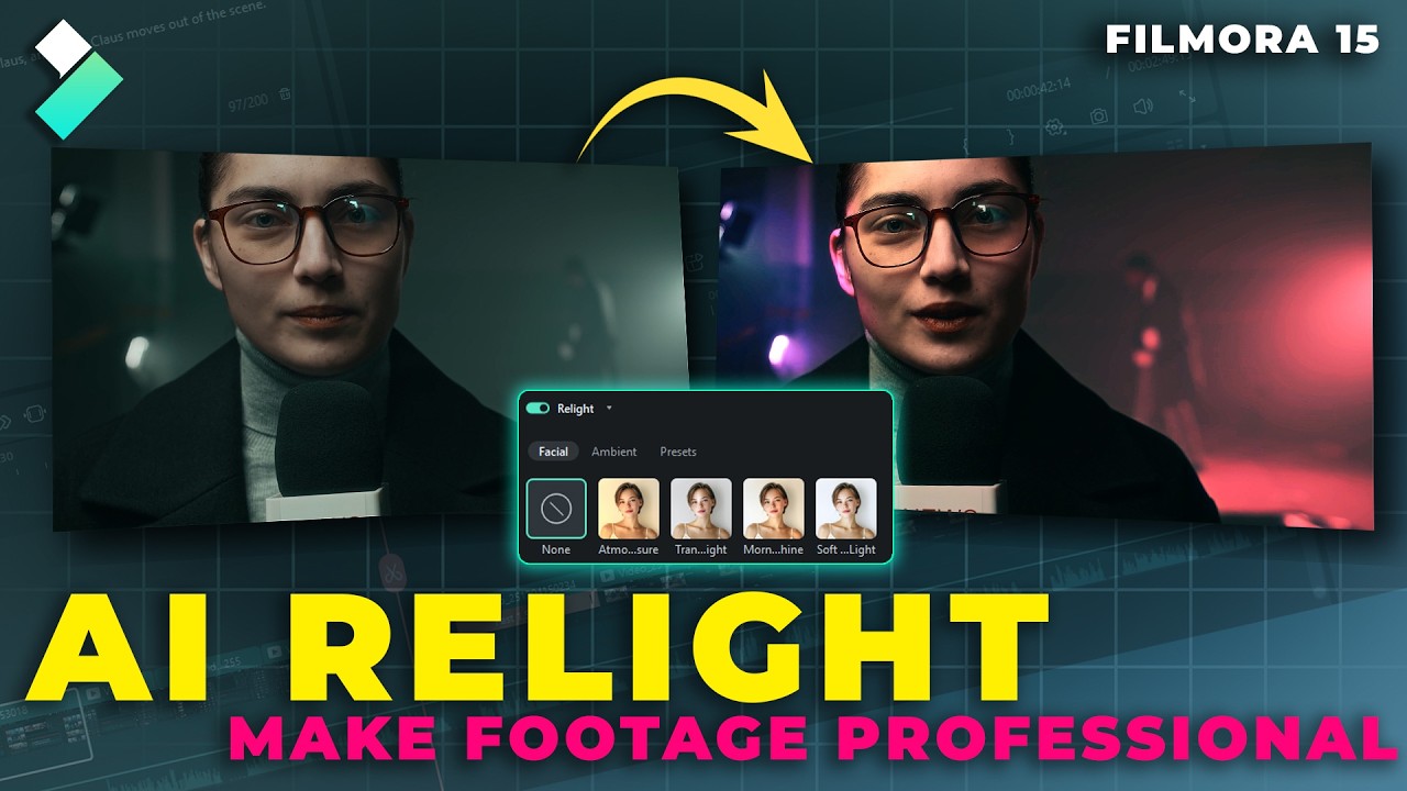 Получите профессиональный вид с помощью функции AI Relight в Filmora 15 #filmora15