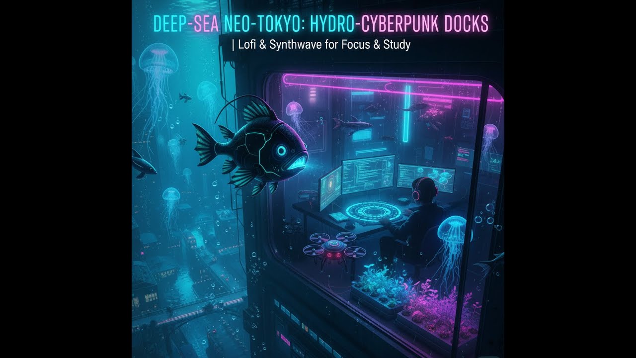 Deep-Sea Neo-Tokyo: Hydro-Cyberpunk Docks 🌃🌊 | Lofi & Synthwave for Focus & Study
