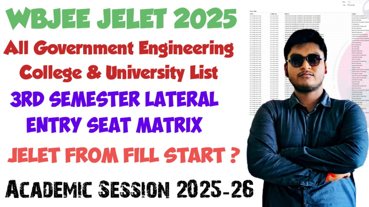 JELET EXAM 2025 | WBJEE JELET EXAM UPDATE 2025 | JELET GOVERNMENT COLLEGE AND UNIVERSITY SEAT MATRIX