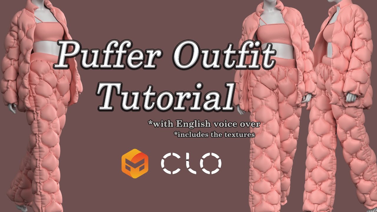 Puffer Pants ,Puffer Jacket , CroppedTop | Clo3d-MarvelousDesigner Tutorial