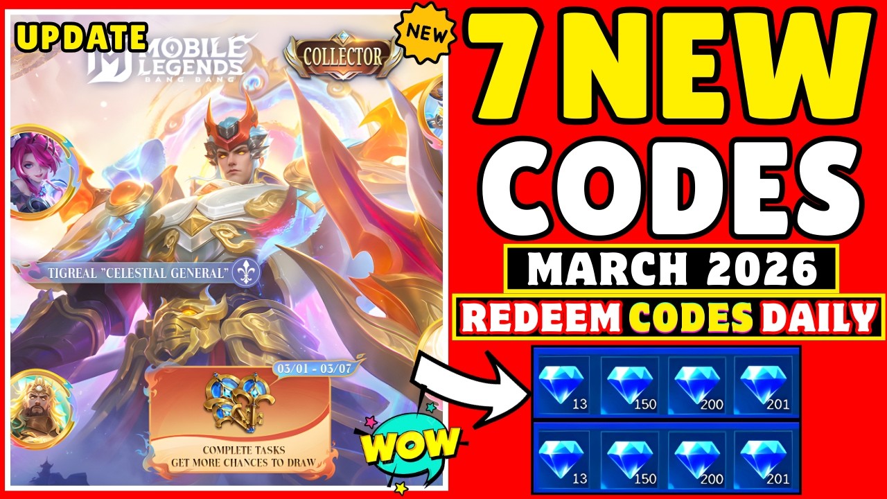 Mobile Legends Redeem codes March, 2026 - MLBB Diamond Codes + Promo Diamonds Mega Sale 2026