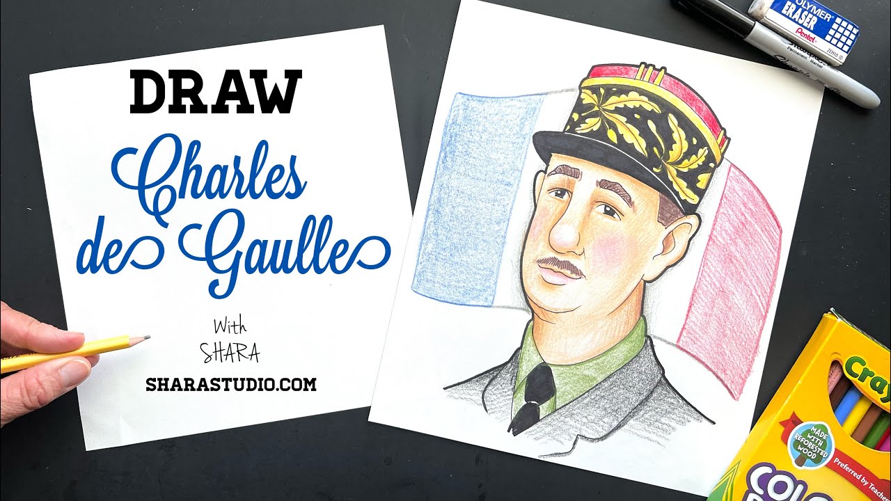 How to draw Charles de Gaulle