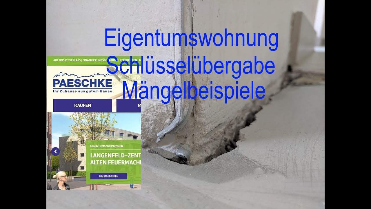 Mängel bei der Schlüsselübergabe / Neubau / Bauträger Paeschke GmbH in Langenfeld