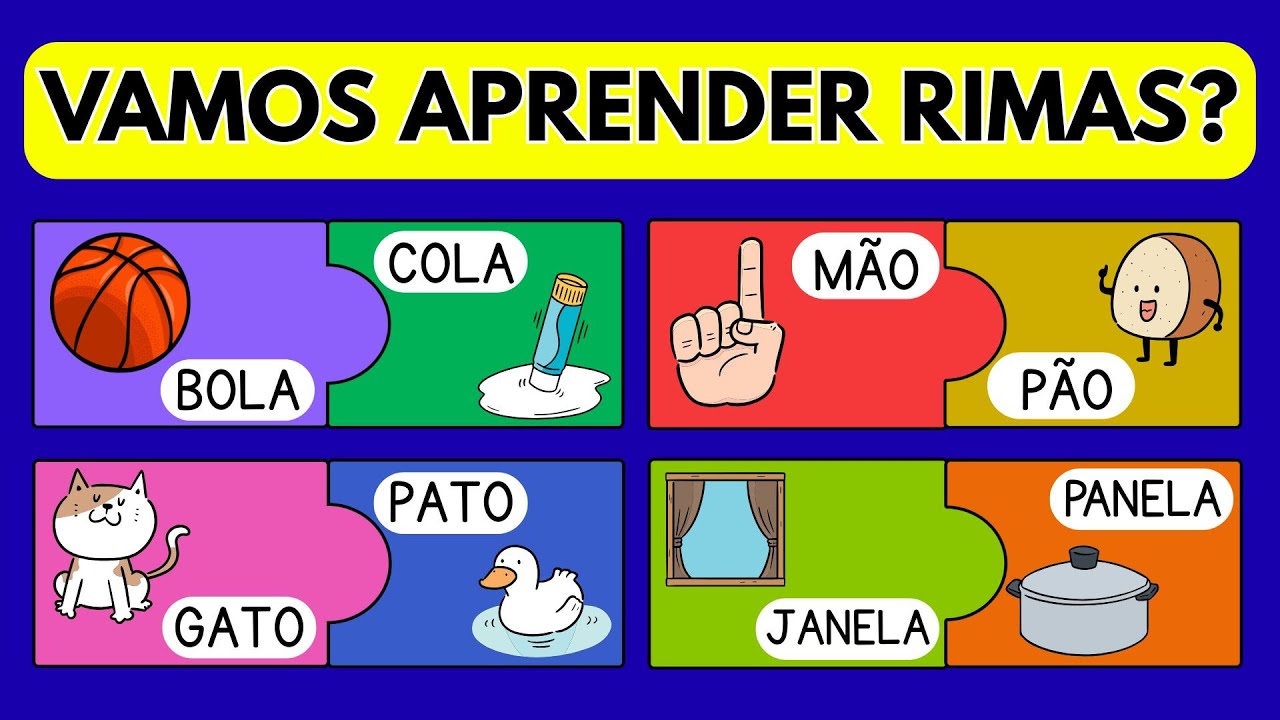 Rimas infantis divertidas | Qual palavra rima? | Vídeos educativos para crianças | Aprender a ler