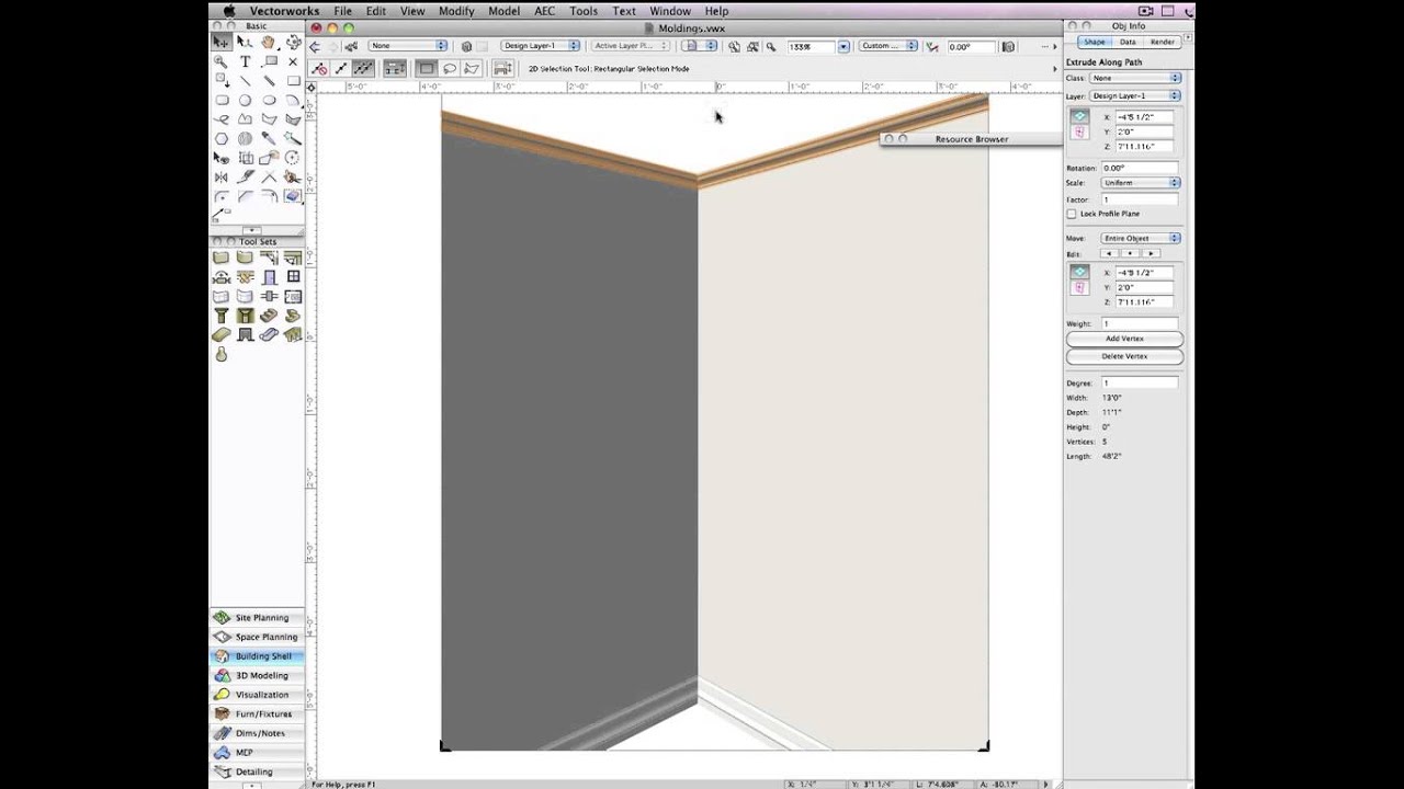 Creating Molding with Extrude Along Path