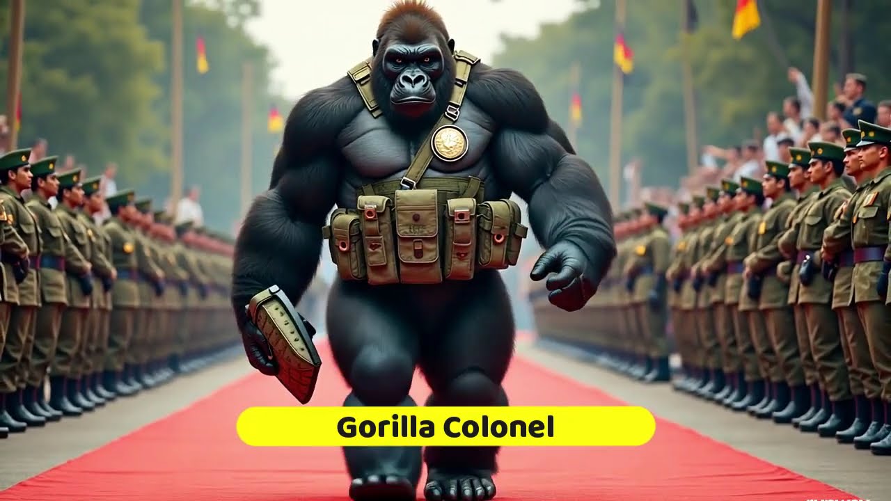Epic Military Parade of Hyperrealistic Animal Soldiers