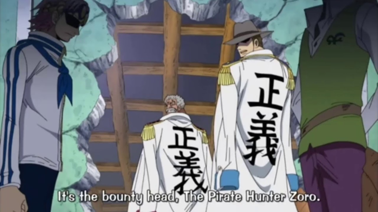 One Piece - Luffy and Zorro fights Coby and Helmeppo
