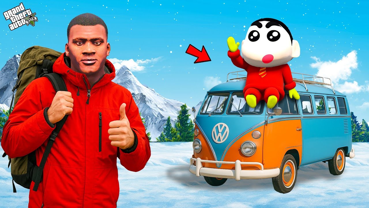 Shinchan & Franklin Going Last Trip to Snow Mountain With Friends in Gta 5 